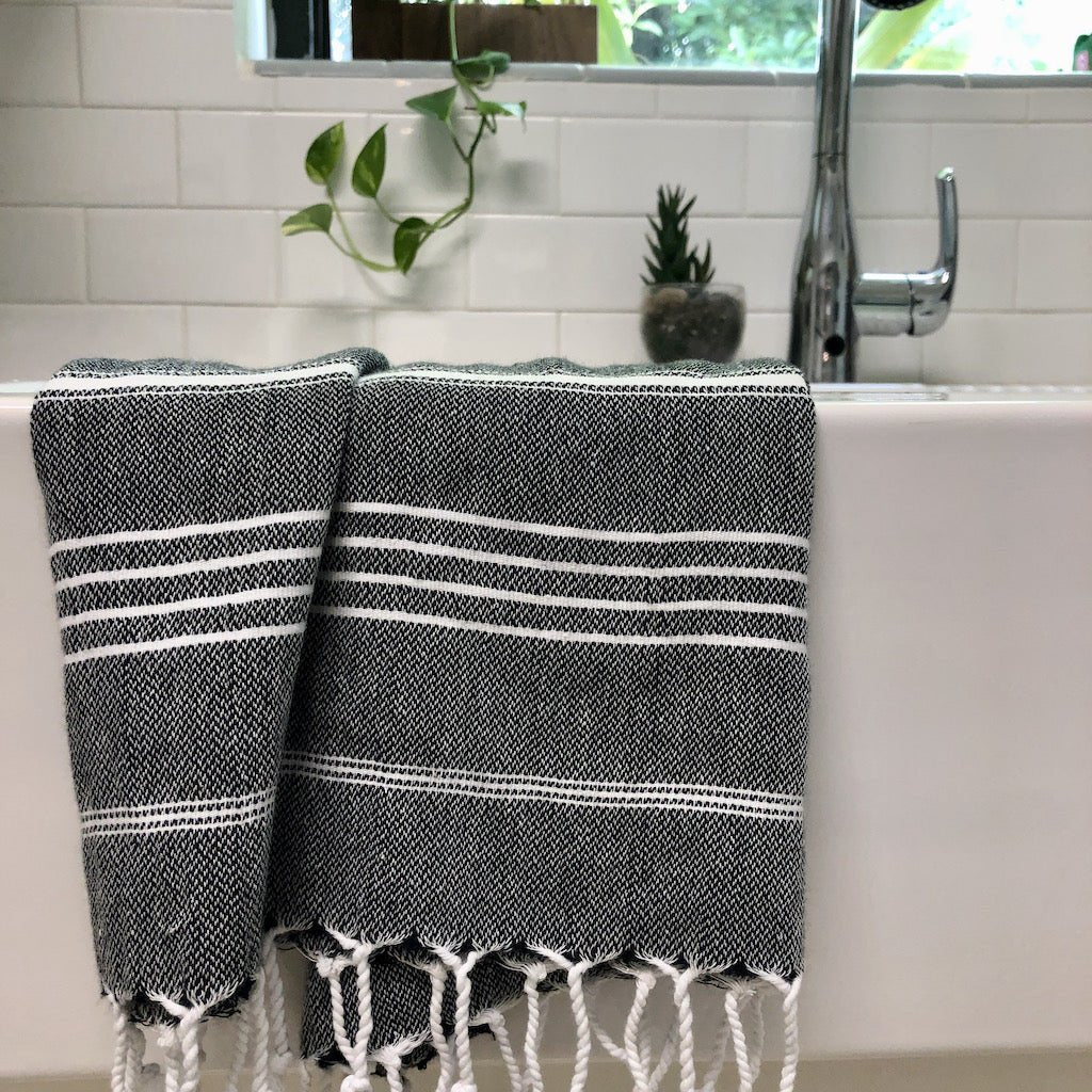 Classic Turkish Hand Towel Black variant_skuc